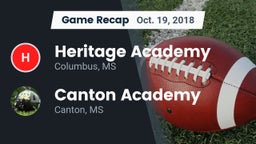 Recap: Heritage Academy  vs. Canton Academy  2018