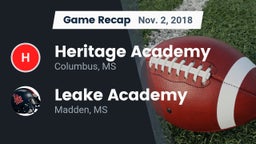 Recap: Heritage Academy  vs. Leake Academy  2018