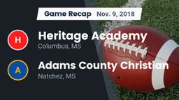 Recap: Heritage Academy  vs. Adams County Christian  2018