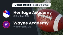 Recap: Heritage Academy  vs. Wayne Academy  2022