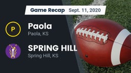 Recap: Paola  vs. SPRING HILL  2020