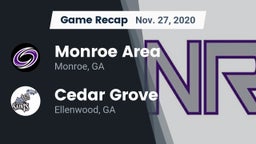 Recap: Monroe Area  vs. Cedar Grove  2020