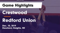 Crestwood  vs Redford Union  Game Highlights - Dec. 10, 2019