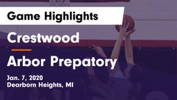 Crestwood  vs Arbor Prepatory Game Highlights - Jan. 7, 2020