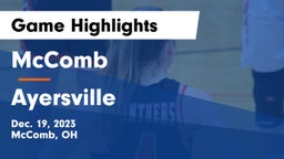 McComb  vs Ayersville  Game Highlights - Dec. 19, 2023