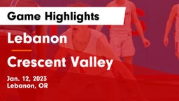 Lebanon  vs Crescent Valley  Game Highlights - Jan. 12, 2023