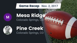 Recap: Mesa Ridge  vs. Pine Creek  2017