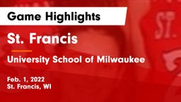 St. Francis  vs University School of Milwaukee Game Highlights - Feb. 1, 2022