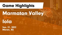 Marmaton Valley  vs Iola  Game Highlights - Jan. 21, 2022