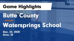 Butte County  vs Watersprings School Game Highlights - Dec. 22, 2020
