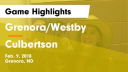 Grenora/Westby  vs Culbertson Game Highlights - Feb. 9, 2018