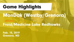 MonDak (Westby/Grenora) vs Froid/Medicine Lake Redhawks Game Highlights - Feb. 15, 2019