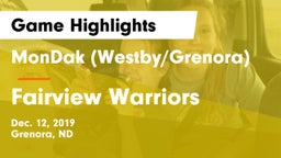 MonDak (Westby/Grenora) vs Fairview Warriors Game Highlights - Dec. 12, 2019