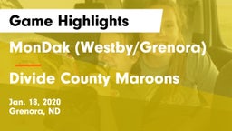 MonDak (Westby/Grenora) vs Divide County Maroons Game Highlights - Jan. 18, 2020