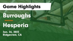 Burroughs  vs Hesperia  Game Highlights - Jan. 26, 2023