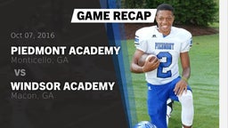 Recap: Piedmont Academy  vs. Windsor Academy  2016