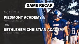 Recap: Piedmont Academy  vs. Bethlehem Christian Academy  2017