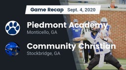 Recap: Piedmont Academy  vs. Community Christian  2020