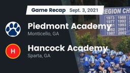 Recap: Piedmont Academy  vs. Hancock Academy  2021