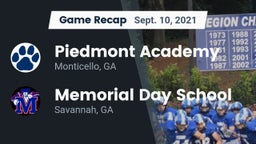 Recap: Piedmont Academy  vs. Memorial Day School 2021