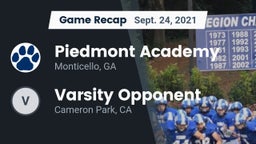 Recap: Piedmont Academy  vs. Varsity Opponent  2021
