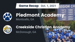Recap: Piedmont Academy  vs. Creekside Christian Academy 2021