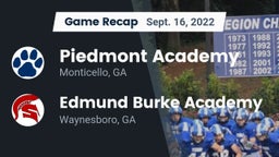 Recap: Piedmont Academy  vs. Edmund Burke Academy  2022