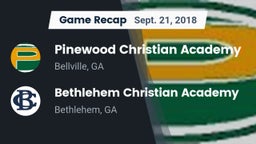 Recap: Pinewood Christian Academy vs. Bethlehem Christian Academy  2018