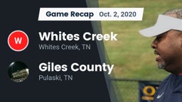 Recap: Whites Creek  vs. Giles County  2020
