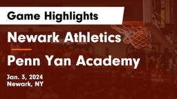 Newark Athletics vs Penn Yan Academy  Game Highlights - Jan. 3, 2024