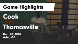 Cook  vs Thomasville  Game Highlights - Dec. 28, 2018