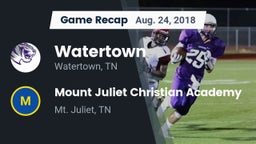 Recap: Watertown  vs. Mount Juliet Christian Academy  2018