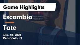 Escambia  vs Tate  Game Highlights - Jan. 18, 2020