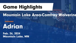Mountain Lake Area-Comfrey Wolverines vs Adrian  Game Highlights - Feb. 26, 2024