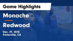 Monache  vs Redwood  Game Highlights - Dec. 29, 2018