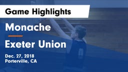 Monache  vs Exeter Union  Game Highlights - Dec. 27, 2018