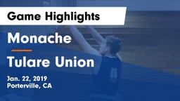 Monache  vs Tulare Union  Game Highlights - Jan. 22, 2019