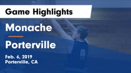 Monache  vs Porterville  Game Highlights - Feb. 6, 2019