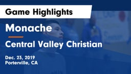 Monache  vs Central Valley Christian Game Highlights - Dec. 23, 2019