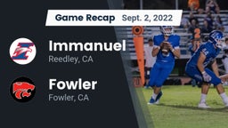 Recap: Immanuel  vs. Fowler  2022