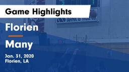 Florien  vs Many  Game Highlights - Jan. 31, 2020