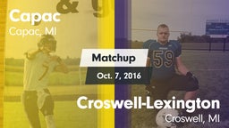 Matchup: Capac vs. Croswell-Lexington  2016