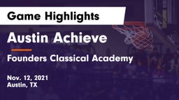 Austin Achieve vs Founders Classical Academy Game Highlights - Nov. 12, 2021