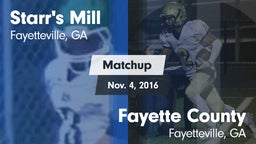 Matchup: Starr's Mill vs. Fayette County  2016