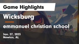 Wicksburg  vs emmanuel christian school Game Highlights - Jan. 27, 2023