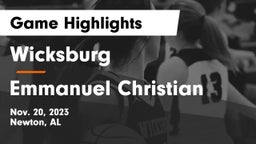 Wicksburg  vs Emmanuel Christian Game Highlights - Nov. 20, 2023