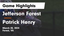 Jefferson Forest  vs Patrick Henry  Game Highlights - March 20, 2024