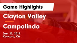 Clayton Valley  vs Campolindo  Game Highlights - Jan. 23, 2018