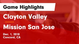 Clayton Valley  vs Mission San Jose Game Highlights - Dec. 1, 2018