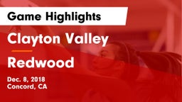 Clayton Valley  vs Redwood  Game Highlights - Dec. 8, 2018